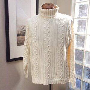 Nautica XL  Men's Tall-neck Turtleneck Sweater Beige Cable knit Cotton